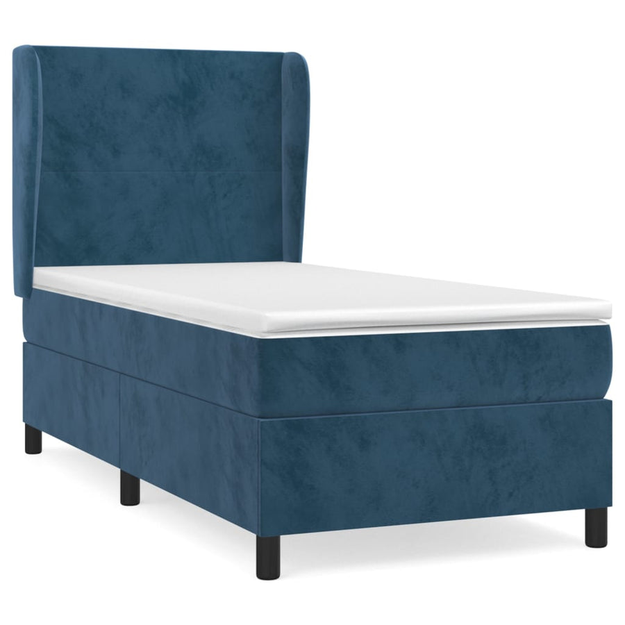 Boxspring Met Matras Fluweel Donkerblauw 90X190 Cm Donkerblauw 90 x 190 cm Effen ontwerp