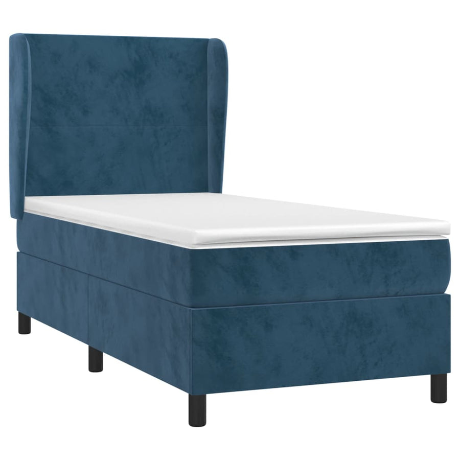 Boxspring Met Matras Fluweel Donkerblauw 90X190 Cm Donkerblauw 90 x 190 cm Effen ontwerp
