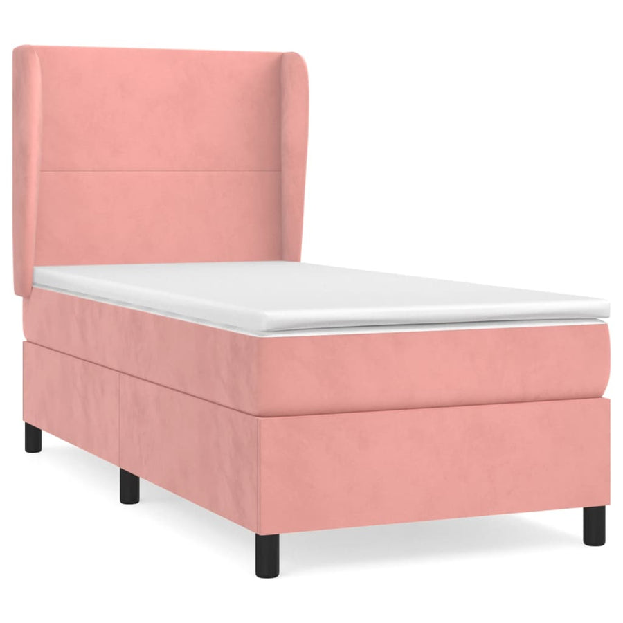 Boxspring Met Matras Fluweel Roze 90 x 190 cm Effen ontwerp