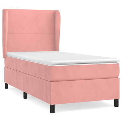 Boxspring Met Matras Fluweel Roze 90 x 200 cm Effen ontwerp
