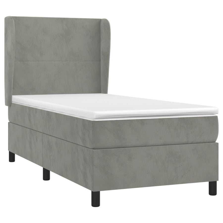 Boxspring Met Matras Fluweel Lichtgrijs 100 x 200 cm Effen ontwerp