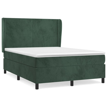 Boxspring met matras fluweel donkergroen 140x190 cm