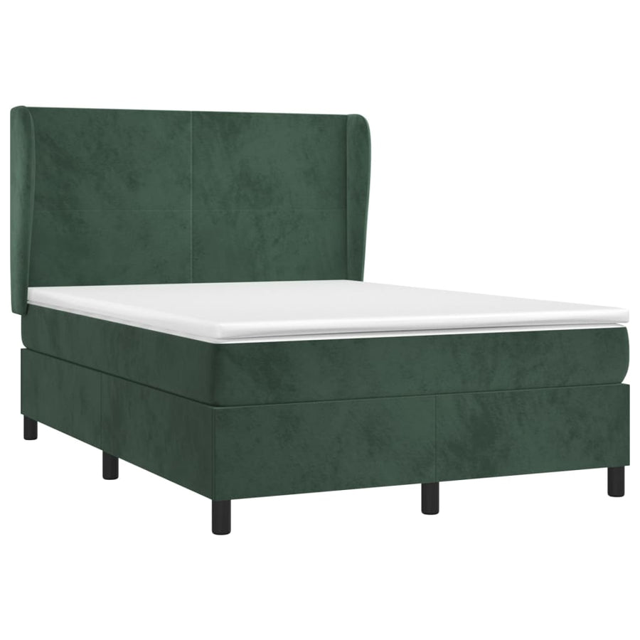 Boxspring met matras fluweel donkergroen 140x190 cm