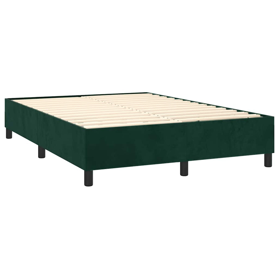Boxspring met matras fluweel donkergroen 140x190 cm