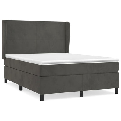 Boxspring Met Matras Fluweel Donkergrijs 140 x 200 cm Effen ontwerp