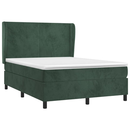 Boxspring met matras fluweel donkergroen 140x200 cm