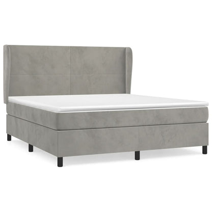 Boxspring Met Matras Fluweel Lichtgrijs 160 x 200 cm Effen ontwerp