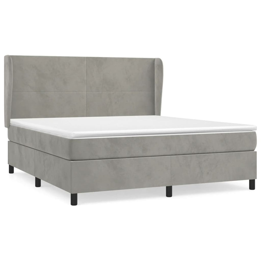 Boxspring Met Matras Fluweel Lichtgrijs 160 x 200 cm Effen ontwerp