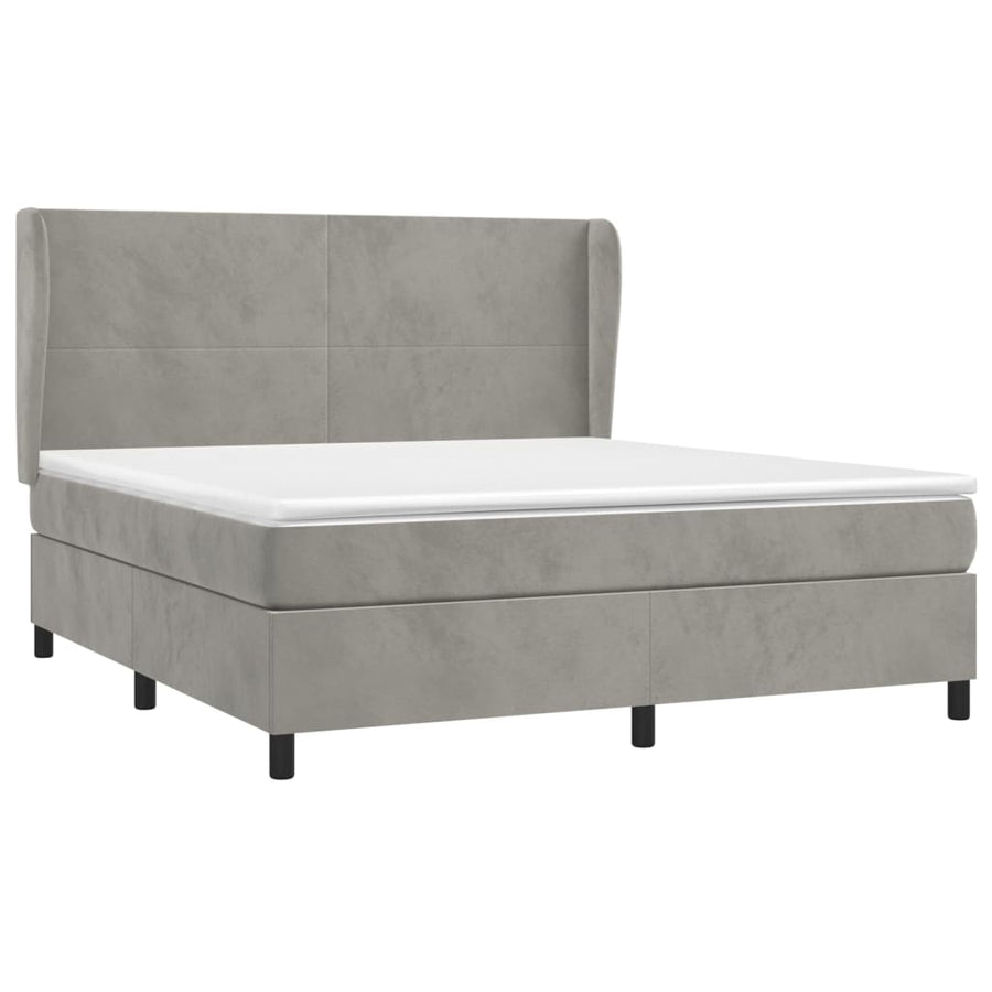 Boxspring Met Matras Fluweel Lichtgrijs 160 x 200 cm Effen ontwerp