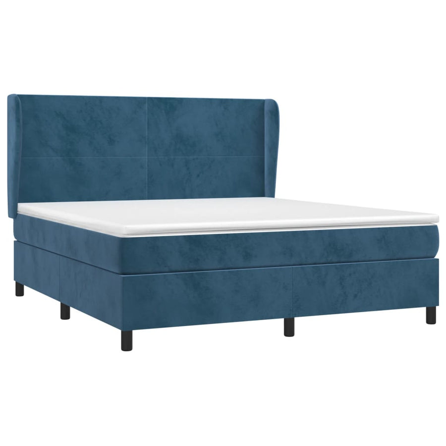 Boxspring Met Matras Fluweel Donkerblauw 160 x 200 cm Effen ontwerp
