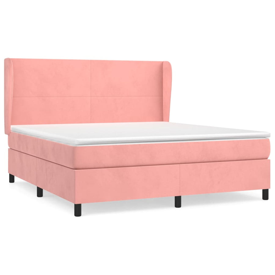 Boxspring Met Matras Fluweel Roze 160 x 200 cm Effen ontwerp