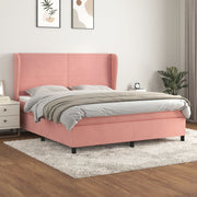 Boxspring 160x200 cm fluweel roze