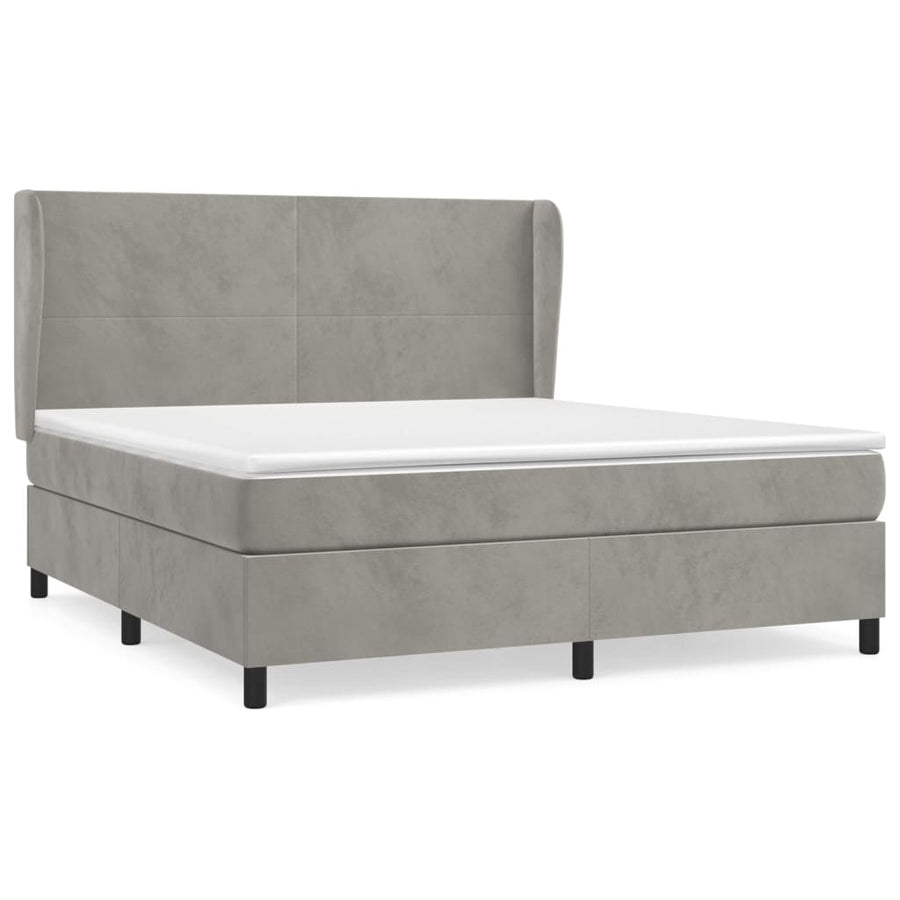 Boxspring Met Matras Fluweel Lichtgrijs 180 x 200 cm Effen ontwerp