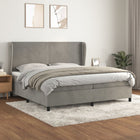 Boxspring Met Matras Fluweel Lichtgrijs 200 x 200 cm Effen ontwerp