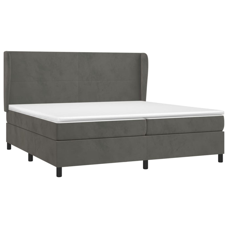 Boxspring Met Matras Fluweel Donkergrijs 200 x 200 cm Effen ontwerp