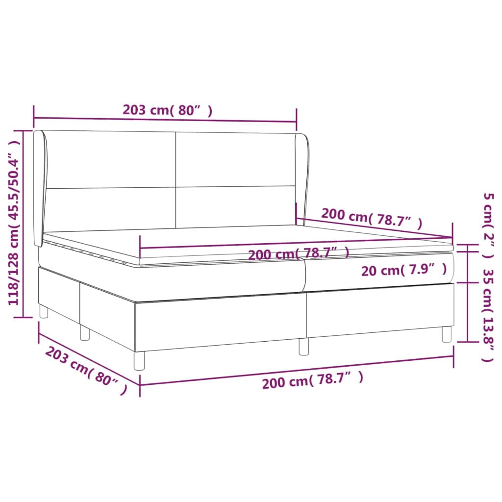 Boxspring Met Matras Fluweel Zwart 200 x 200 cm Effen ontwerp