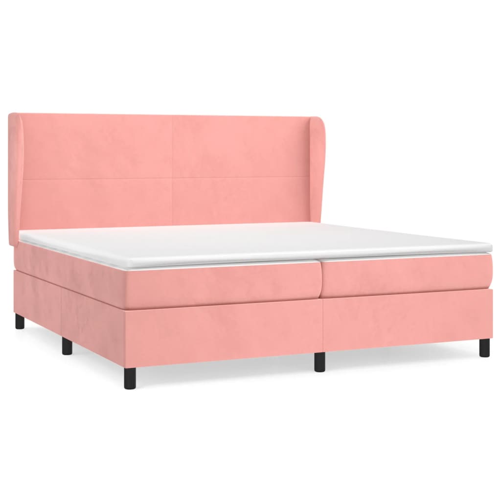 Boxspring Met Matras Fluweel Roze 200 x 200 cm Effen ontwerp
