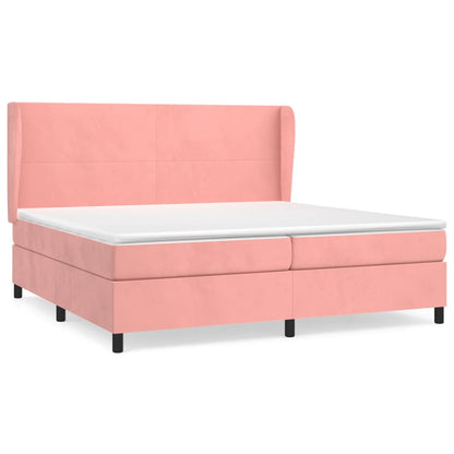 Boxspring Met Matras Fluweel Roze 200 x 200 cm Effen ontwerp