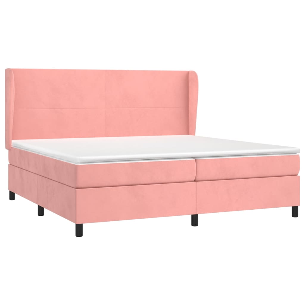 Boxspring Met Matras Fluweel Roze 200 x 200 cm Effen ontwerp