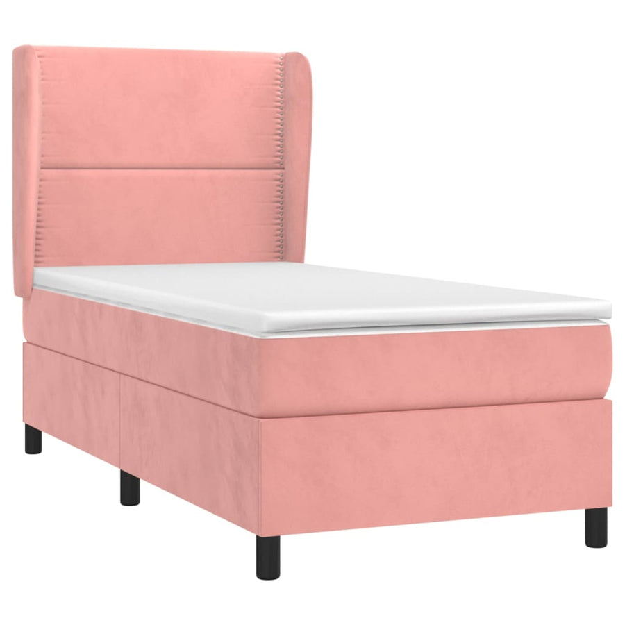 Boxspring Met Matras Fluweel Roze 80 x 200 cm Effen met spijkers