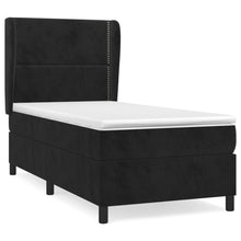 Boxspring Met Matras Fluweel Zwart 90 x 190 cm Effen met spijkers