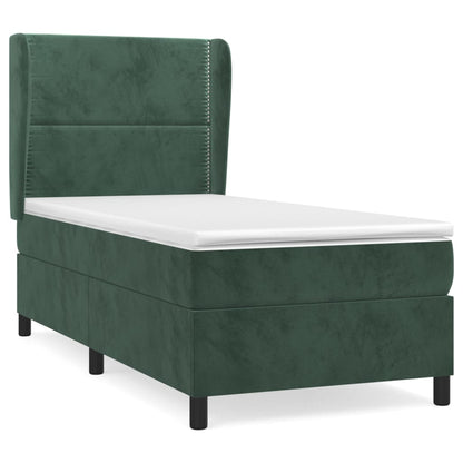 Boxspring met matras fluweel donkergroen 100x200 cm