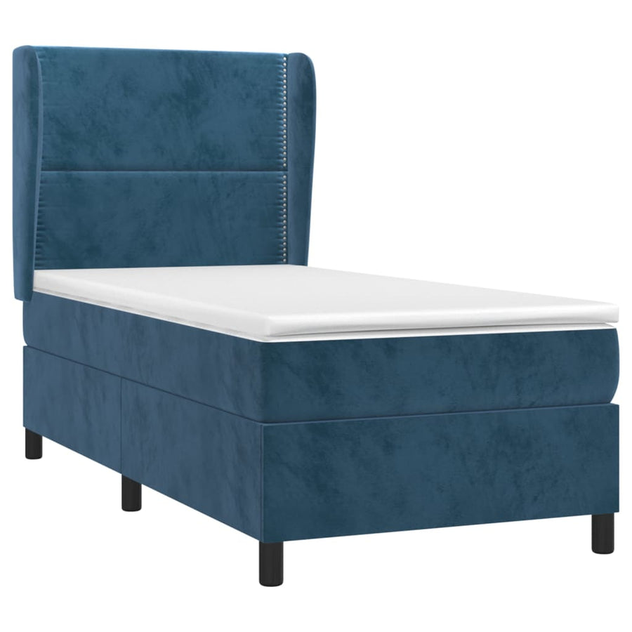 Boxspring Met Matras Fluweel Donkerblauw 100 x 200 cm Effen met spijkers