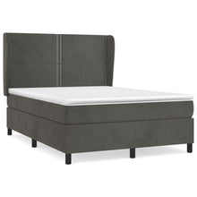 Boxspring Met Matras Fluweel Donkergrijs 140 x 200 cm Effen met spijkers