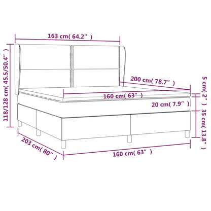 Boxspring Met Matras Fluweel Donkergrijs 160 x 200 cm Effen met spijkers