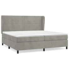 Boxspring Met Matras Fluweel Lichtgrijs 200 x 200 cm Effen met spijkers