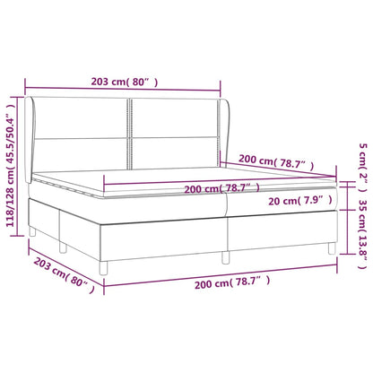 Boxspring Met Matras Fluweel Lichtgrijs 200 x 200 cm Effen met spijkers