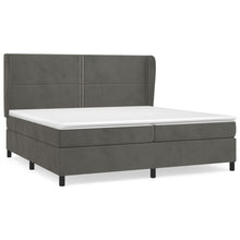 Boxspring Met Matras Fluweel Donkergrijs 200 x 200 cm Effen met spijkers
