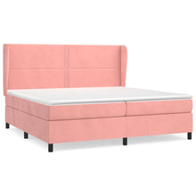 Boxspring Met Matras Fluweel Roze 200 x 200 cm Effen met spijkers