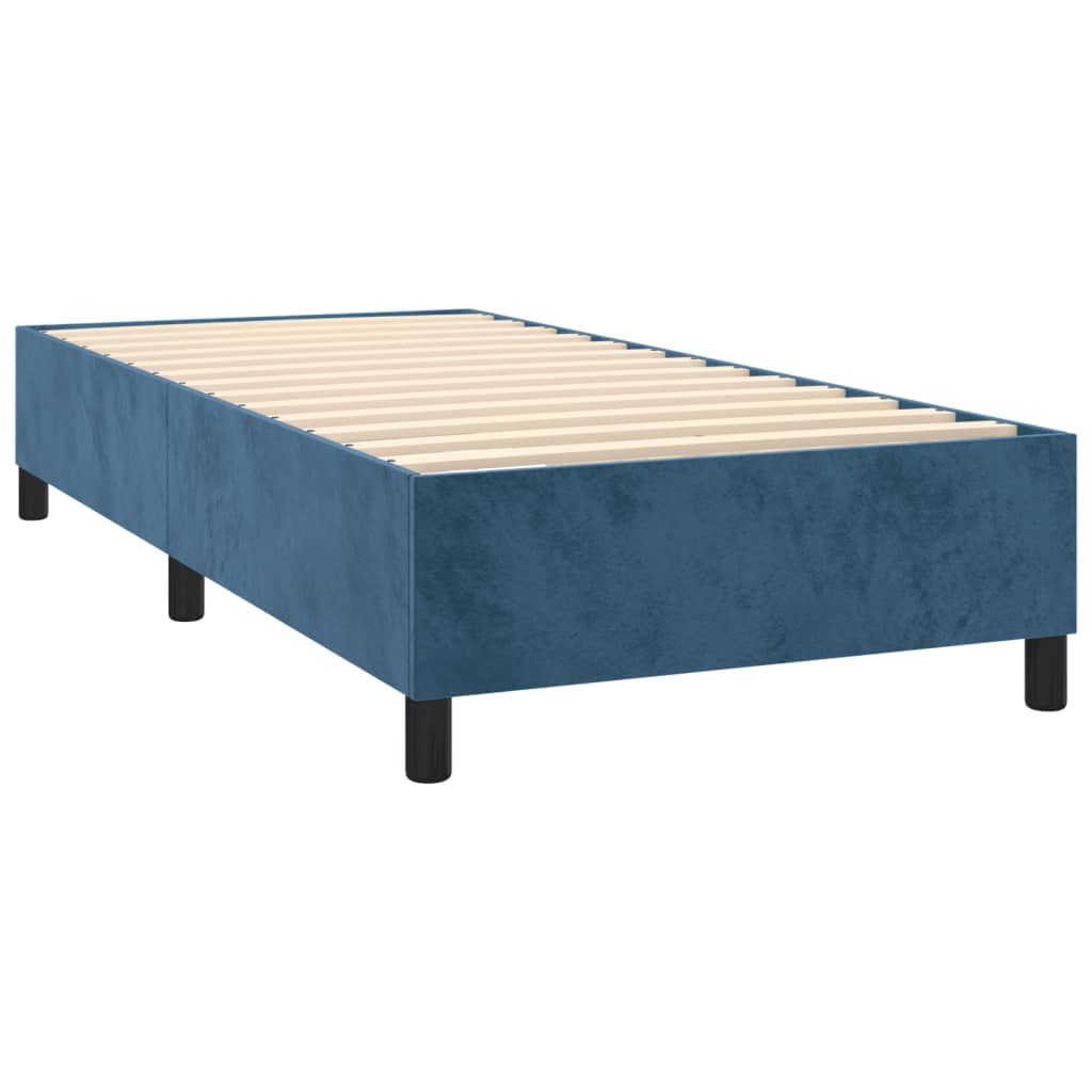 Boxspring Met Matras Fluweel Donkerblauw 80 x 200 cm Blok met vierkanten