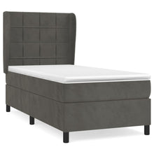 Boxspring Met Matras Fluweel Donkergrijs 90 x 190 cm Blok met vierkanten