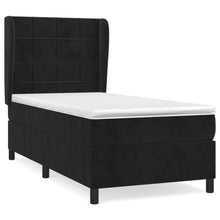 Boxspring Met Matras Fluweel Zwart 90 x 190 cm Blok met vierkanten