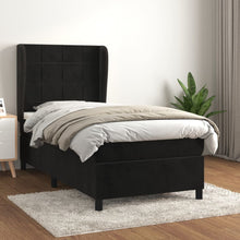 Boxspring Met Matras Fluweel Zwart 90 x 190 cm Blok met vierkanten