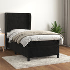 Velvet Black Box Spring Bed with Mattress 90x200 cm