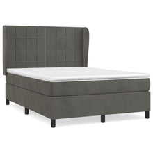 Boxspring Met Matras Fluweel Donkergrijs 140 x 190 cm Blok met vierkanten