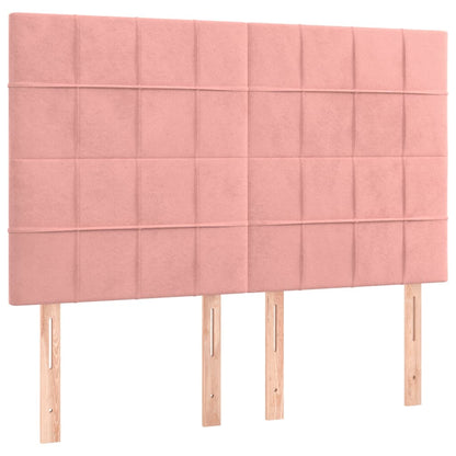 Boxspring Met Matras Fluweel Roze 140 x 200 cm Blok met vierkanten