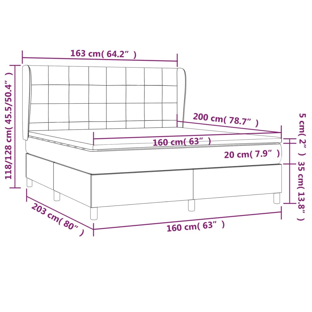 Boxspring Met Matras Fluweel Donkerblauw 160 x 200 cm Blok met vierkanten