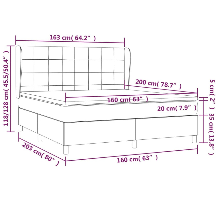 Boxspring Met Matras Fluweel Donkerblauw 160 x 200 cm Blok met vierkanten