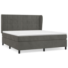 Boxspring Met Matras Fluweel Donkergrijs 180 x 200 cm Blok met vierkanten