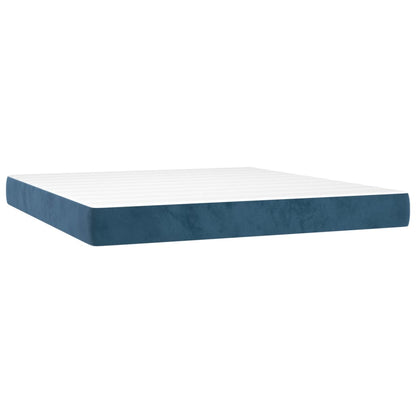 Boxspring Met Matras Fluweel Donkerblauw 180 x 200 cm Blok met vierkanten