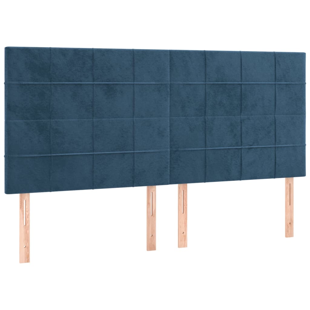 Boxspring Met Matras Fluweel Donkerblauw 180 x 200 cm Blok met vierkanten