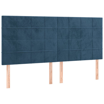 Boxspring Met Matras Fluweel Donkerblauw 180 x 200 cm Blok met vierkanten