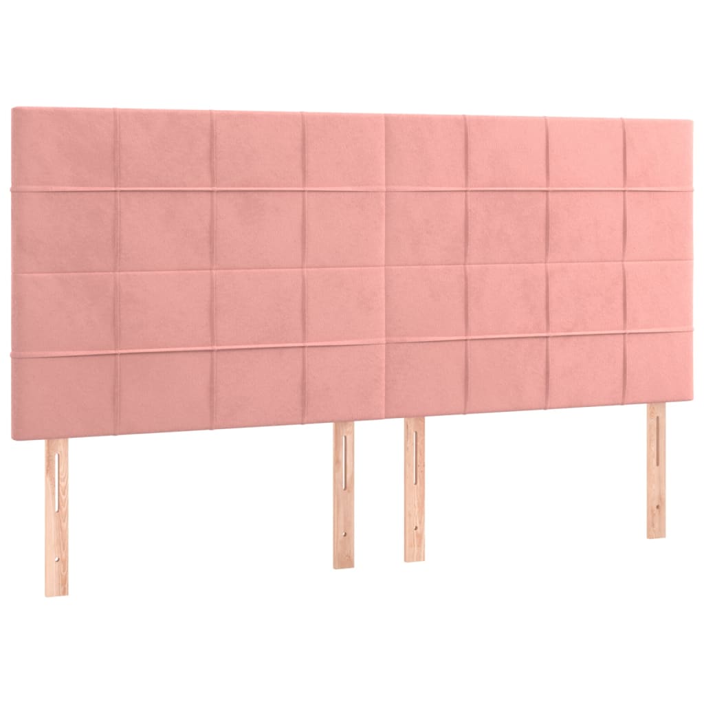 Boxspring Met Matras Fluweel Roze 200 x 200 cm Blok met vierkanten