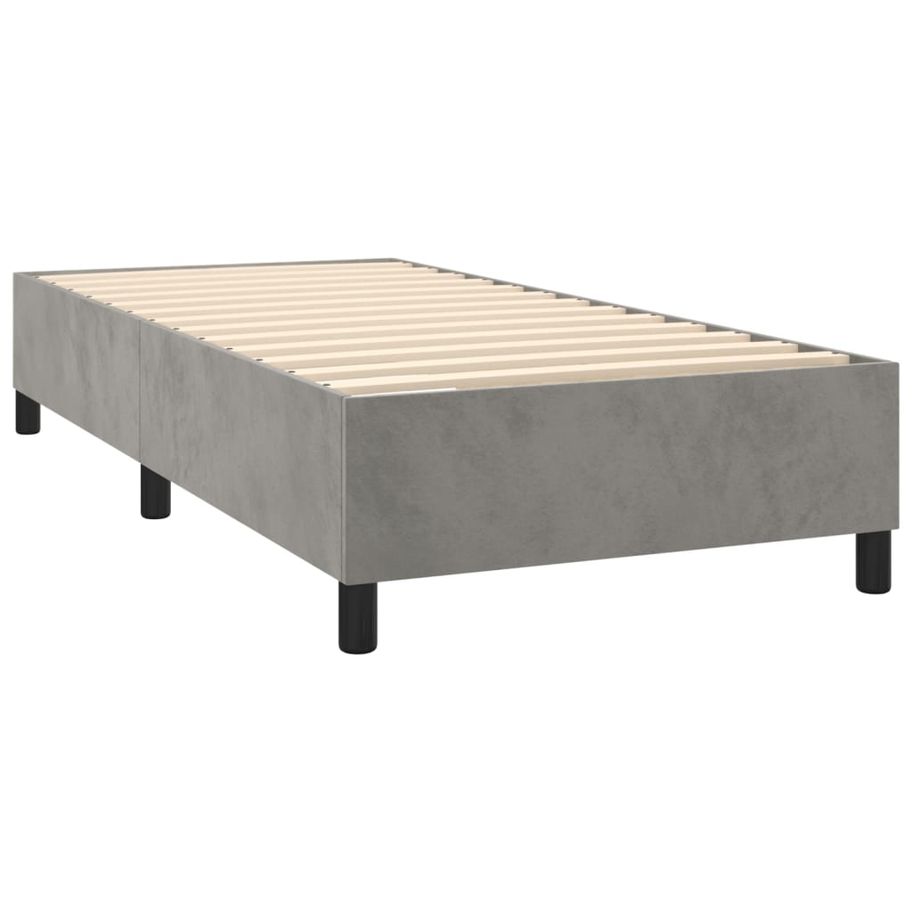 Boxspring Met Matras Fluweel Lichtgrijs 80 x 200 cm Horizontale strepen