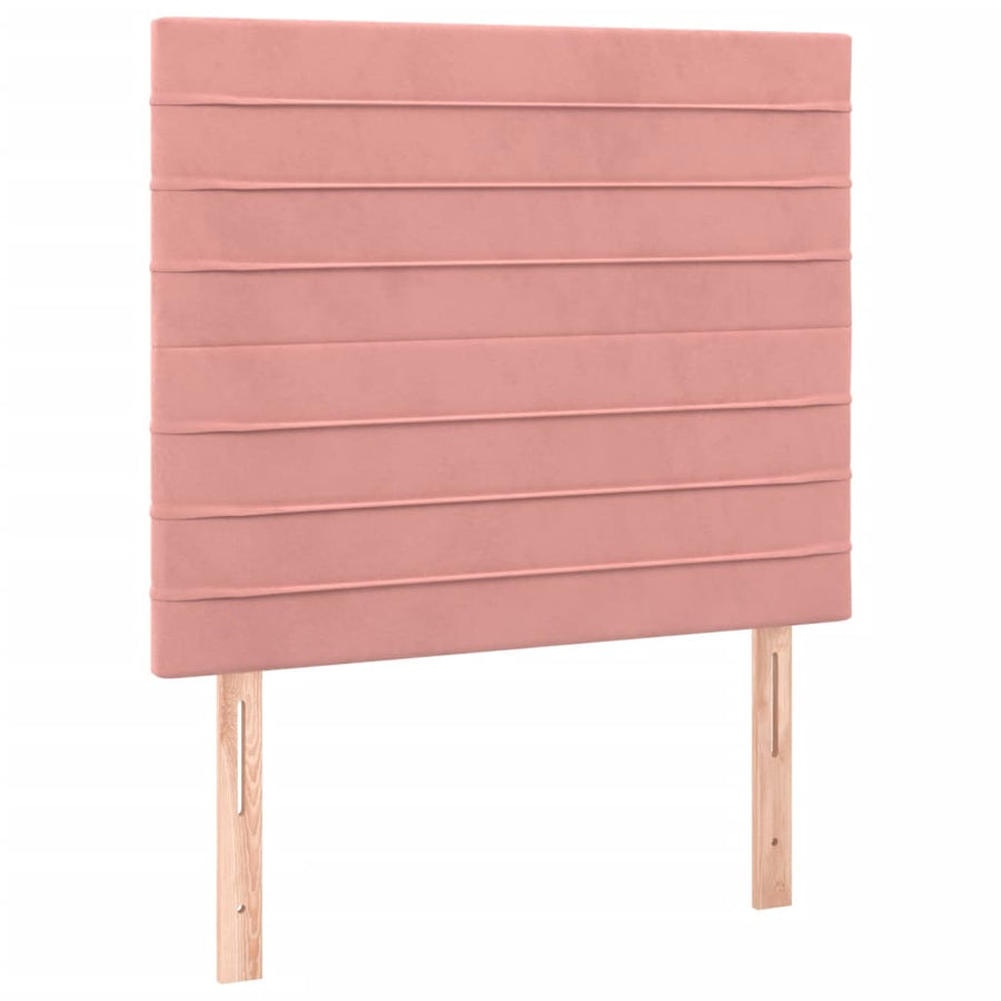 Boxspring Met Matras Fluweel Roze 90 x 200 cm Horizontale strepen