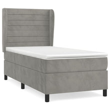 Boxspring Met Matras Fluweel Lichtgrijs 100 x 200 cm Horizontale strepen